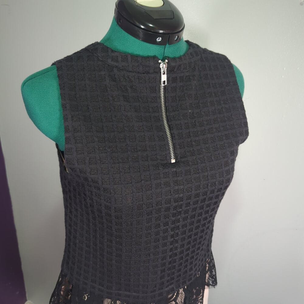 GREYLIN Black Lace Layered Sleeveless Top XS Goth Chic Boho Y2K